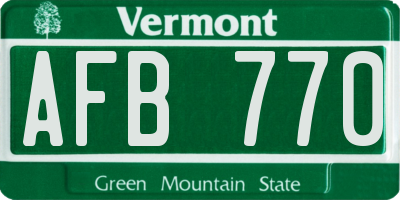 VT license plate AFB770