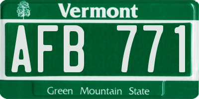 VT license plate AFB771