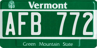VT license plate AFB772