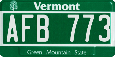 VT license plate AFB773