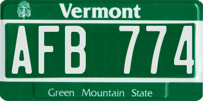 VT license plate AFB774