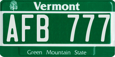 VT license plate AFB777
