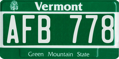 VT license plate AFB778