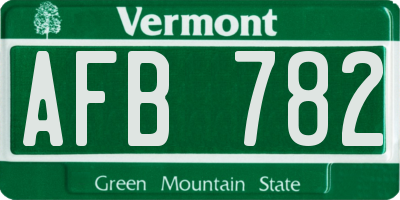 VT license plate AFB782
