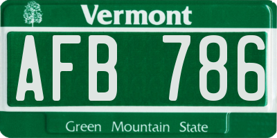 VT license plate AFB786