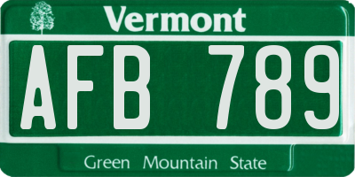 VT license plate AFB789