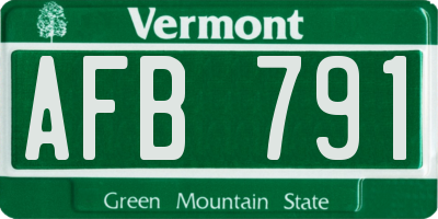 VT license plate AFB791