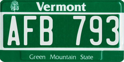 VT license plate AFB793