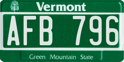 VT license plate AFB796