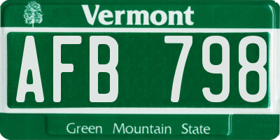 VT license plate AFB798