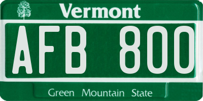 VT license plate AFB800