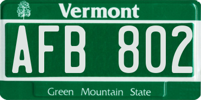 VT license plate AFB802