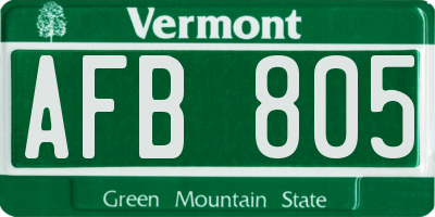 VT license plate AFB805