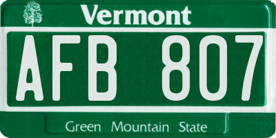 VT license plate AFB807