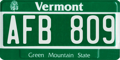 VT license plate AFB809