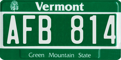 VT license plate AFB814