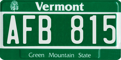 VT license plate AFB815
