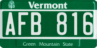 VT license plate AFB816