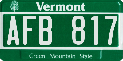 VT license plate AFB817