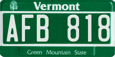 VT license plate AFB818
