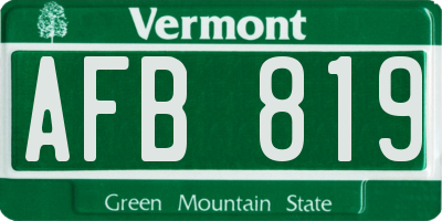 VT license plate AFB819