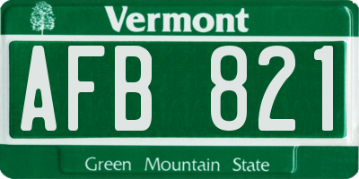 VT license plate AFB821