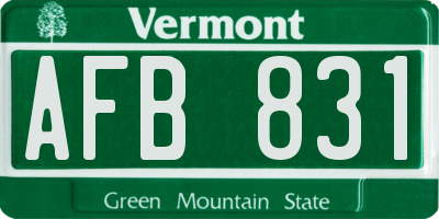 VT license plate AFB831