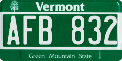VT license plate AFB832