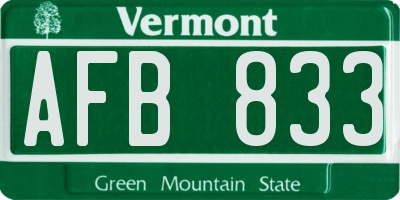 VT license plate AFB833