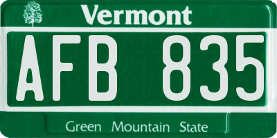 VT license plate AFB835