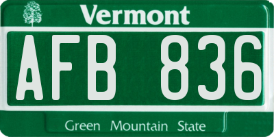 VT license plate AFB836