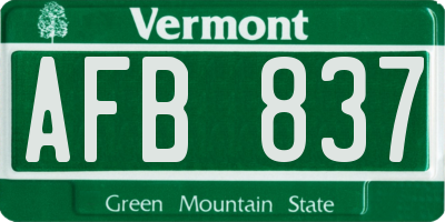 VT license plate AFB837
