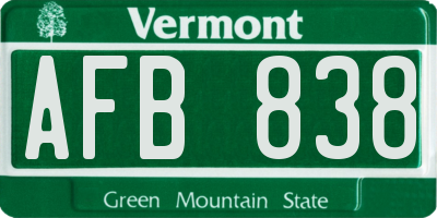 VT license plate AFB838