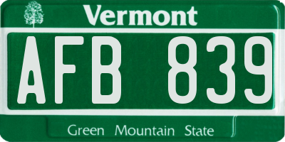 VT license plate AFB839