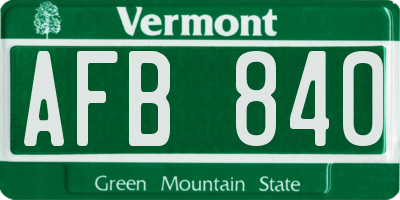 VT license plate AFB840
