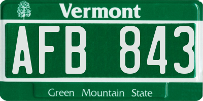 VT license plate AFB843
