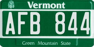 VT license plate AFB844