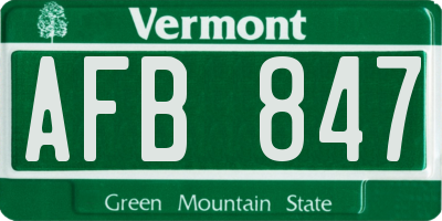 VT license plate AFB847