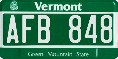 VT license plate AFB848