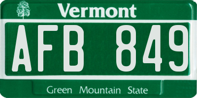 VT license plate AFB849