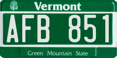 VT license plate AFB851