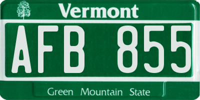 VT license plate AFB855