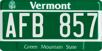 VT license plate AFB857