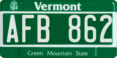VT license plate AFB862
