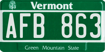 VT license plate AFB863