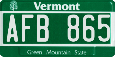 VT license plate AFB865