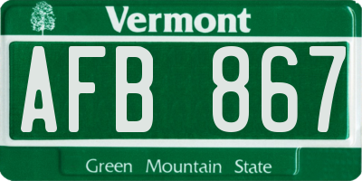VT license plate AFB867