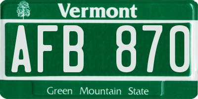 VT license plate AFB870