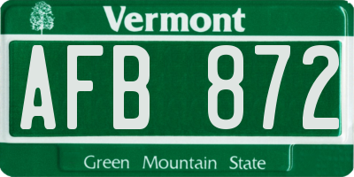 VT license plate AFB872