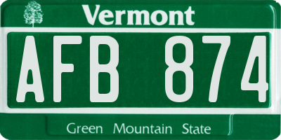 VT license plate AFB874
